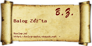 Balog Zéta névjegykártya